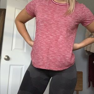 Madewell Red and White Babydoll Tee